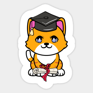 Cute orange cat is a graduate Sticker